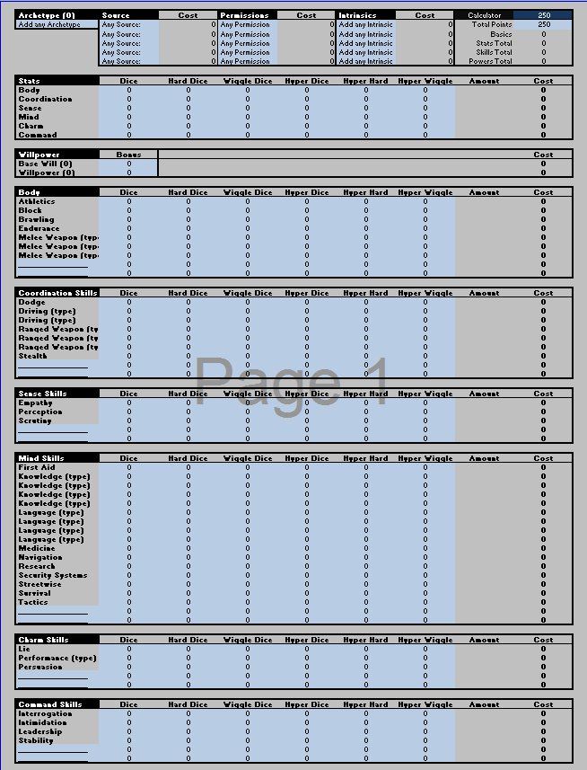 Wild Talents Character Calculator