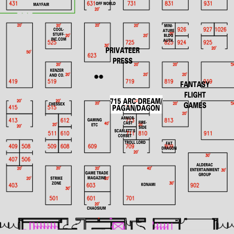 Find Arc Dream Publishing, Pagan Publishing, and Dagon Industries at GenCon 2012, booth 715