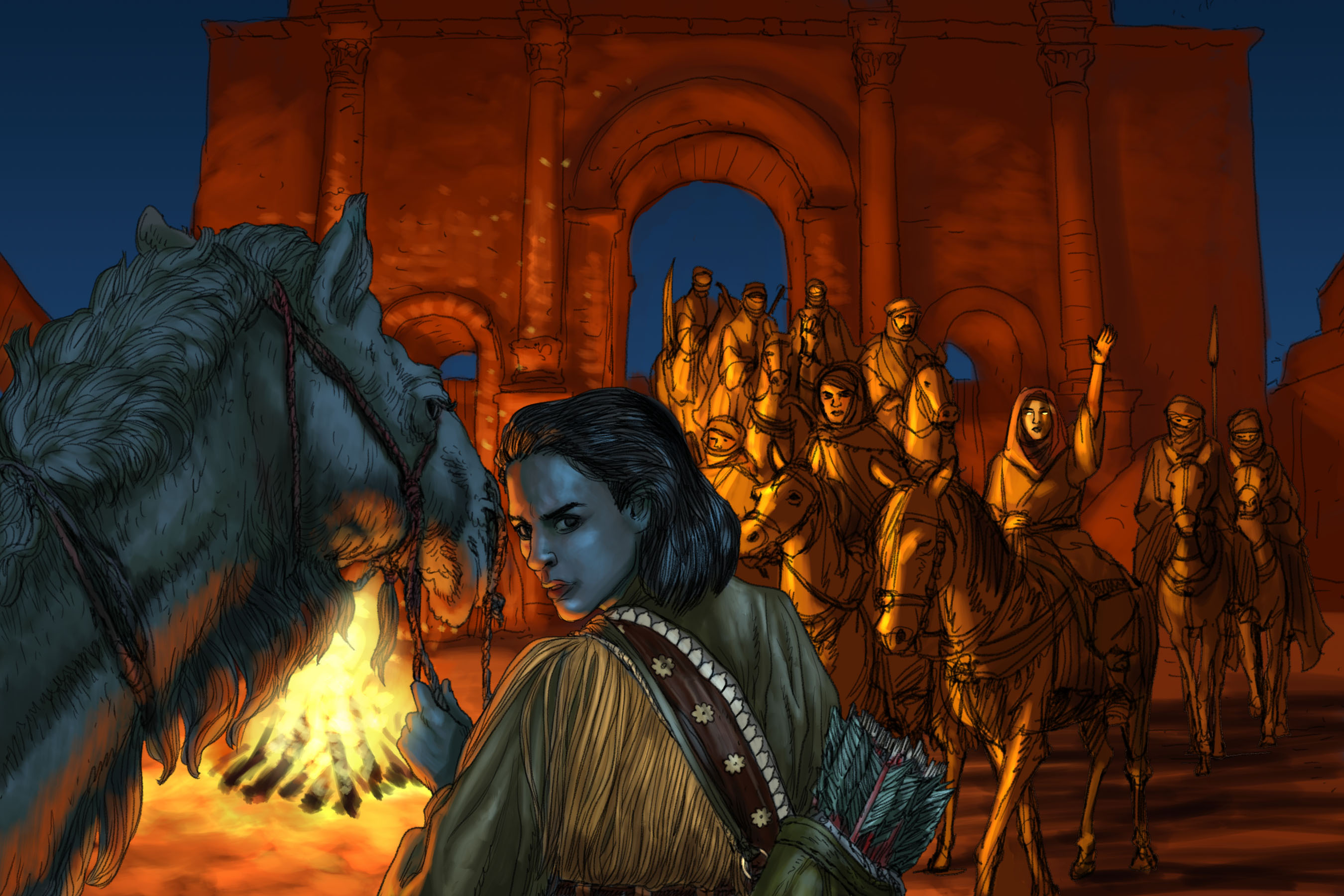 Hannatamtu the ranger meets Amatakul, from the adventure The Tomb of Fire