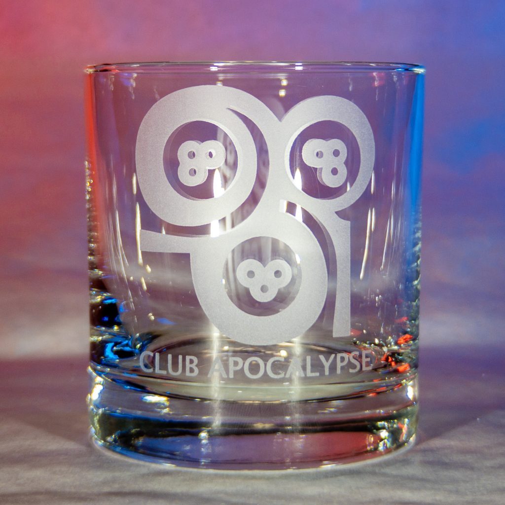 Club Apocalypse whiskey glass