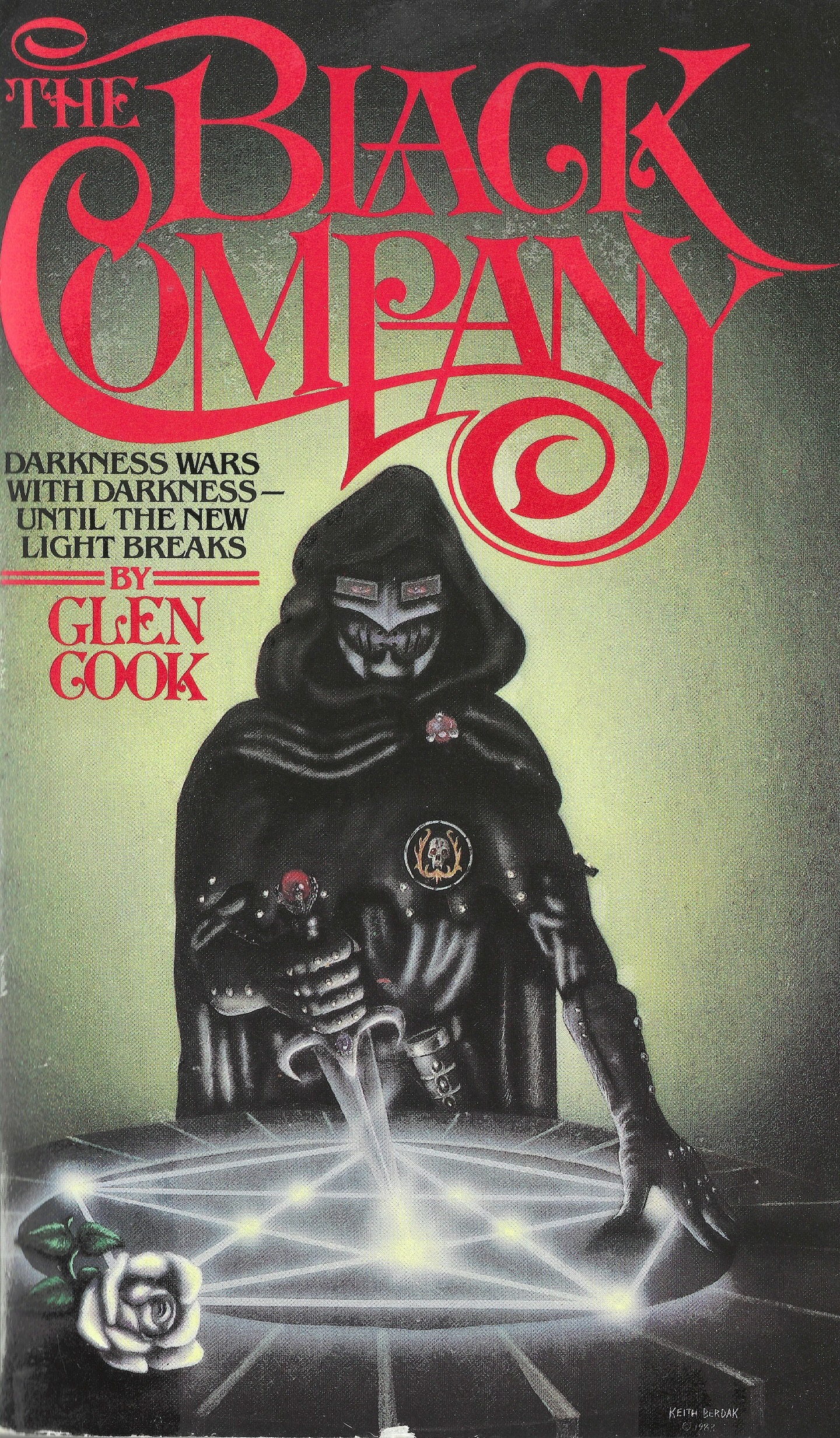 The cover of "The Black Company" by Glen Cook, a paperback from 1984