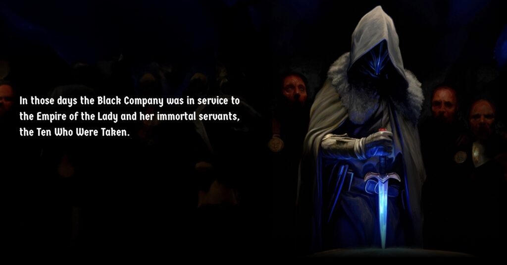 The dark wizard Soulcatcher stabs a map with a glowing dagger